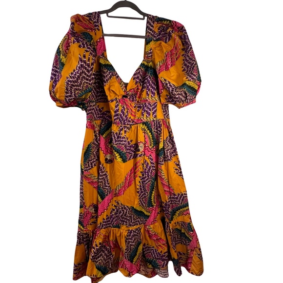 FARM Rio Dresses & Skirts - NWT Farm Rio Beaded Macaws Puff Sleeve Midi Dress - XL